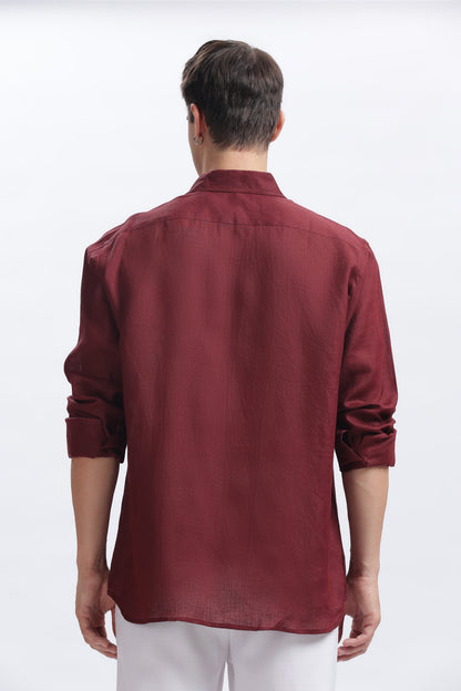 BILMEK Bordeaux Linen Shirt
