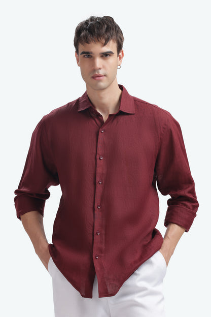 BILMEK Bordeaux Linen Shirt