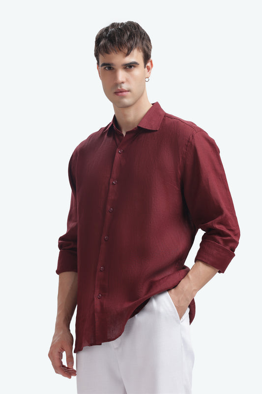 BILMEK Bordeaux Linen Shirt