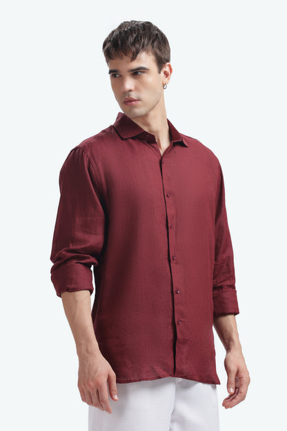 BILMEK Bordeaux Linen Shirt