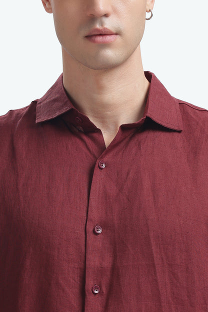BILMEK Bordeaux Linen Shirt