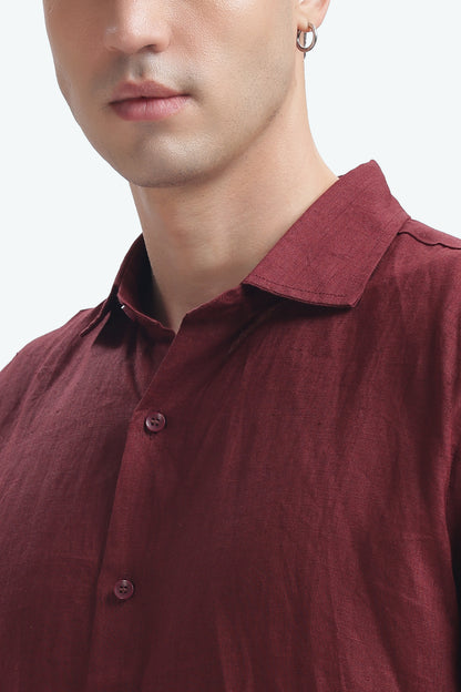 BILMEK Bordeaux Linen Shirt