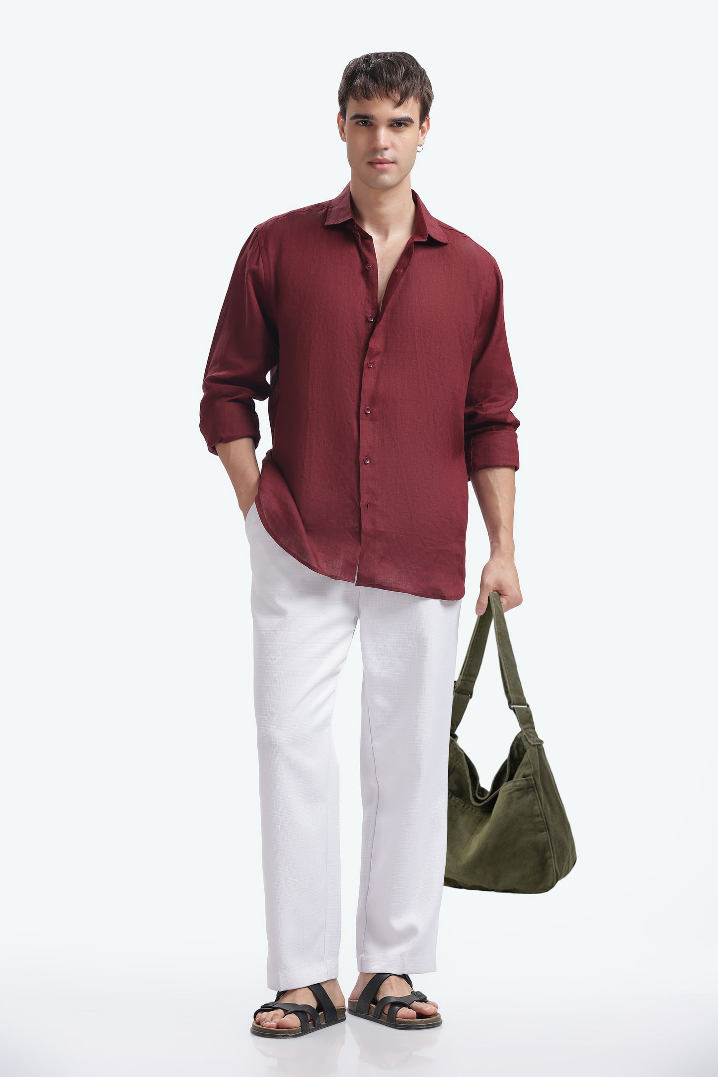 BILMEK Bordeaux Linen Shirt