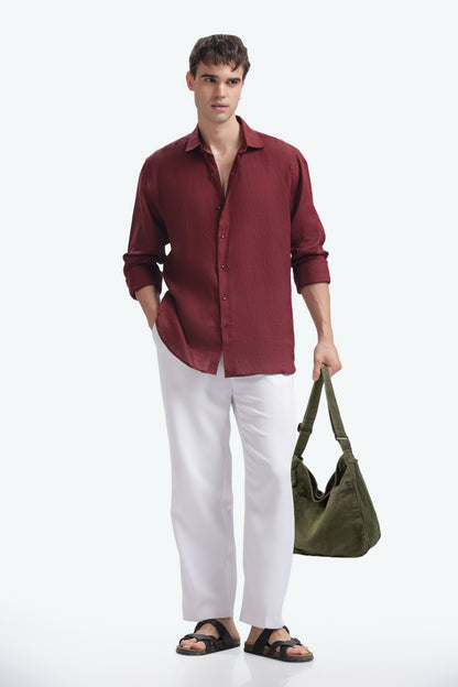 BILMEK Bordeaux Linen Shirt