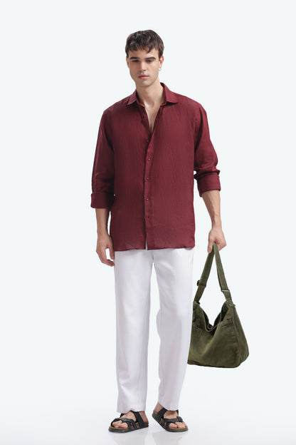 BILMEK Bordeaux Linen Shirt