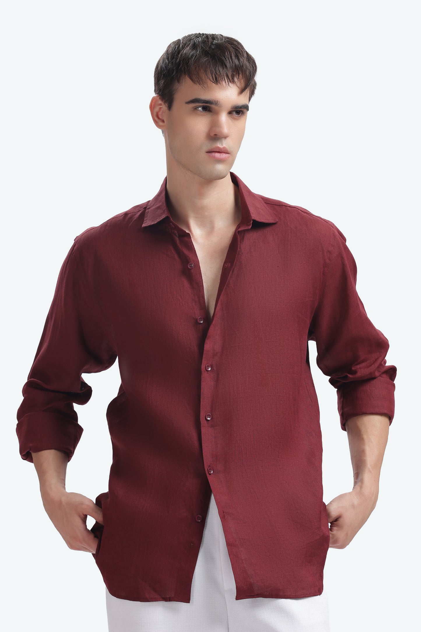 BILMEK Bordeaux Linen Shirt