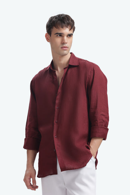 BILMEK Bordeaux Linen Shirt