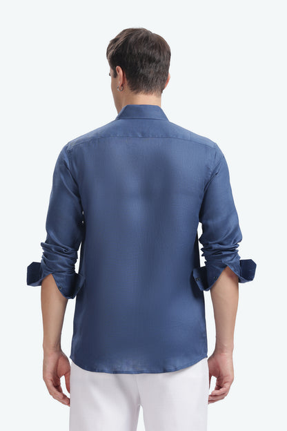 BILMEK Coastal Blue Linen Shirt