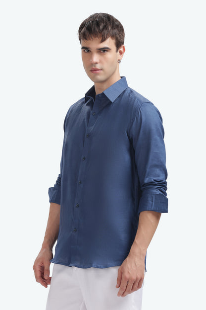 BILMEK Coastal Blue Linen Shirt