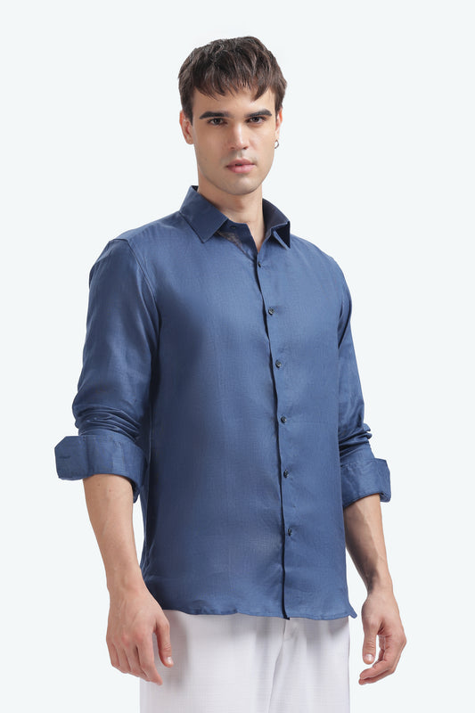 BILMEK Coastal Blue Linen Shirt