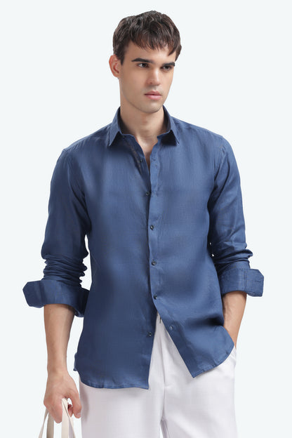 BILMEK Coastal Blue Linen Shirt