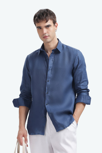 BILMEK Coastal Blue Linen Shirt