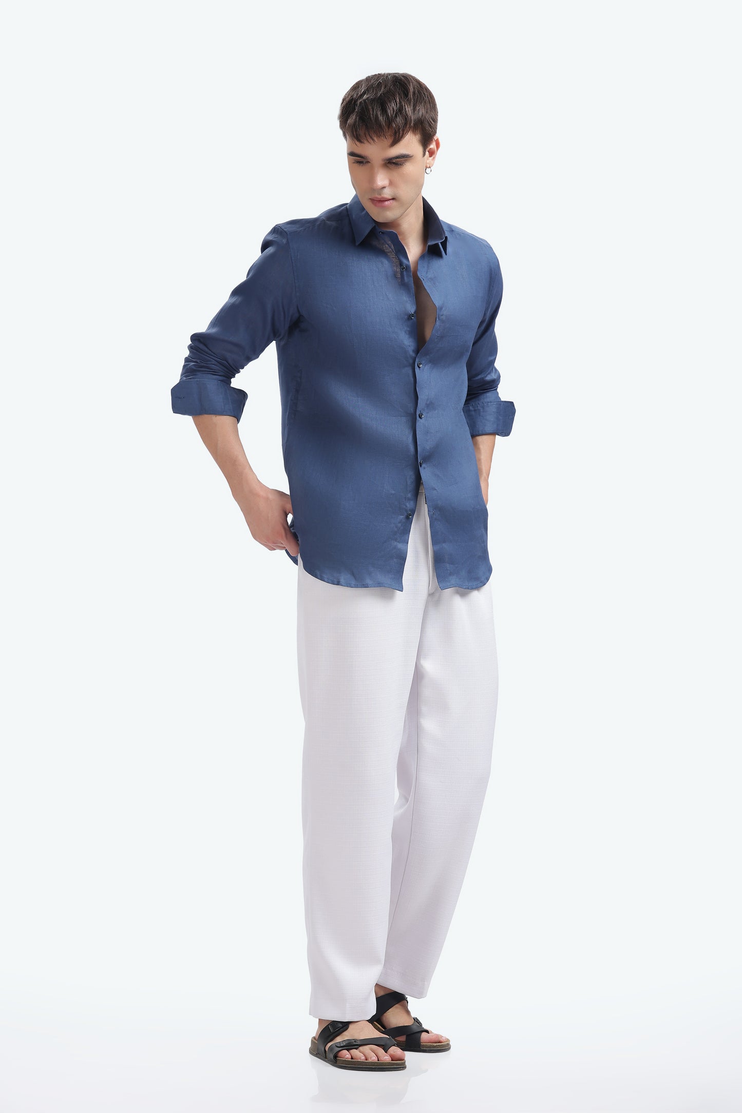 BILMEK Coastal Blue Linen Shirt