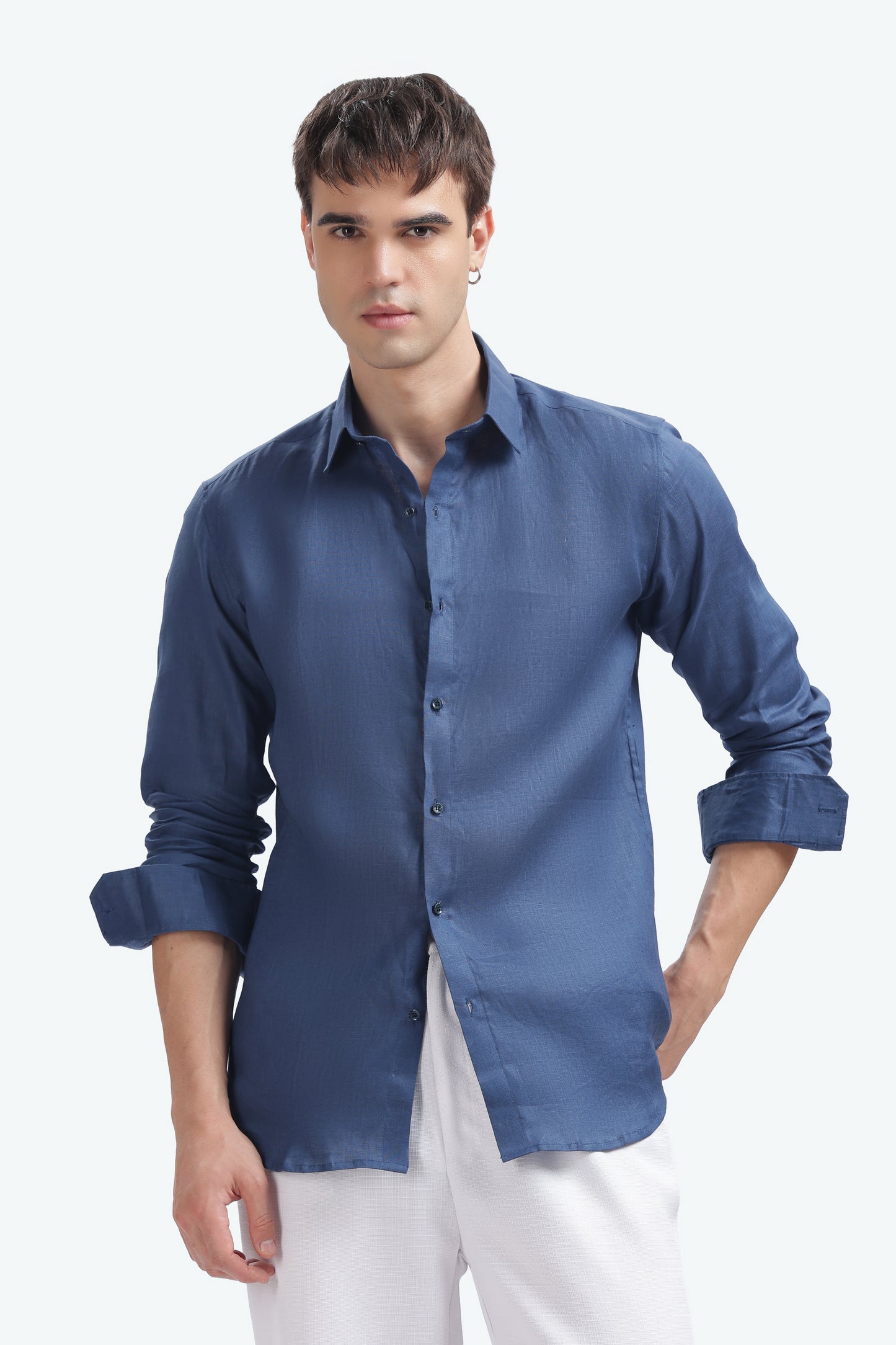 BILMEK Coastal Blue Linen Shirt